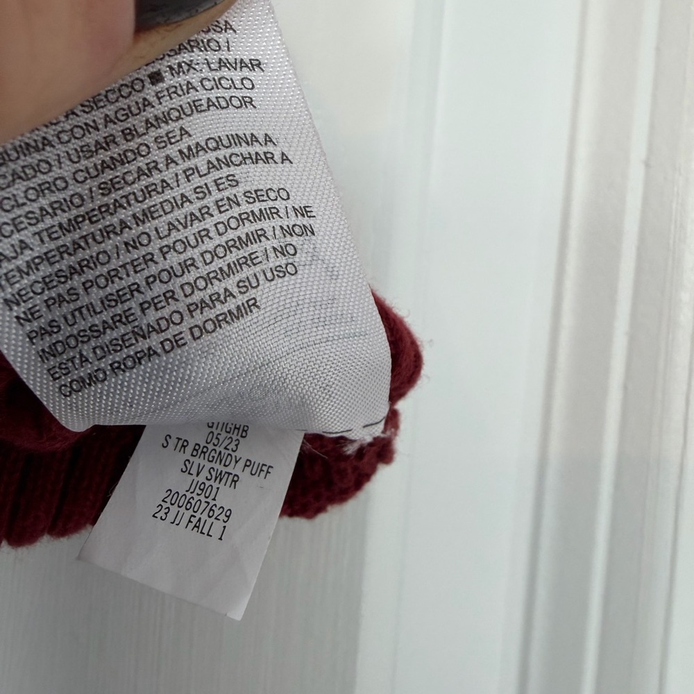 Janie and Jack Girls Ruffle Puff Short Sleeve Sweater Burgundy Size 2T - Picture 7 of 7